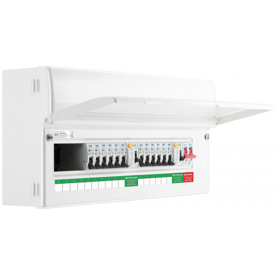 BG 16 Way Metal Dual RCD (A) C/Unit c/w 12xMCBs