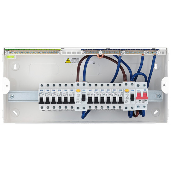 BG 16 Way Metal Dual RCD (A) C/Unit c/w 12xMCBs