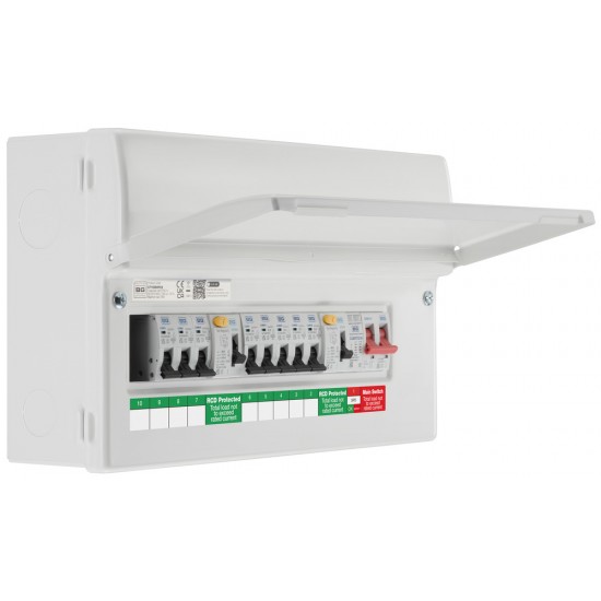 BG SPD 9 Way Metal Dual RCD (A) C/Unit c/w 8xMCBs