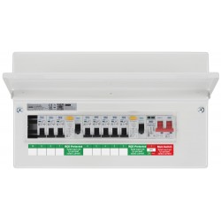 BG SPD 9 Way Metal Dual RCD (A) C/Unit c/w 8xMCBs