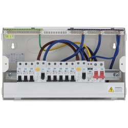 BG SPD 9 Way Metal Dual RCD (A) C/Unit c/w 8xMCBs