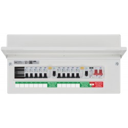 BG SPD 12 Way Metal Dual RCD (A) C/Unit c/w 10xMCB