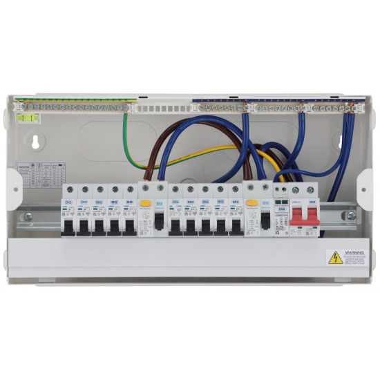 BG SPD 12 Way Metal Dual RCD (A) C/Unit c/w 10xMCB
