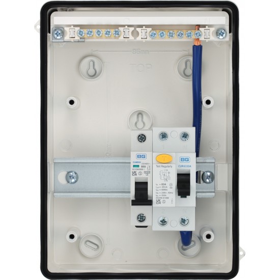BG Metal Shower Unit RCD (A) 1x50A MCB IP65