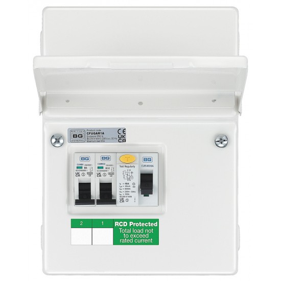 BG Metal Garage Unit RCD (A) 1x6A 1x32A MCB BG Metal Garage Unit RCD (A) 1x6A 1x32A MCB