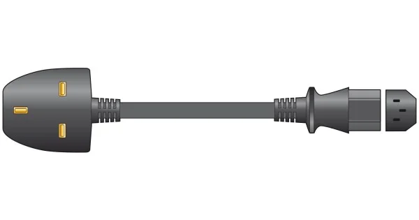 UK Plug to IEC Socket Lead 1m Black