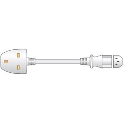 UK Plug to IEC Socket Lead 1m White