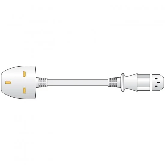 UK Plug to IEC Socket Lead 1m White