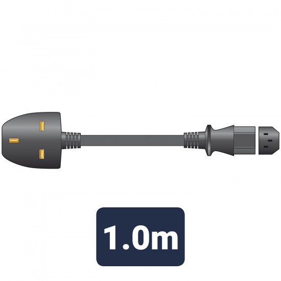 UK Plug to IEC Socket Lead 1m Black