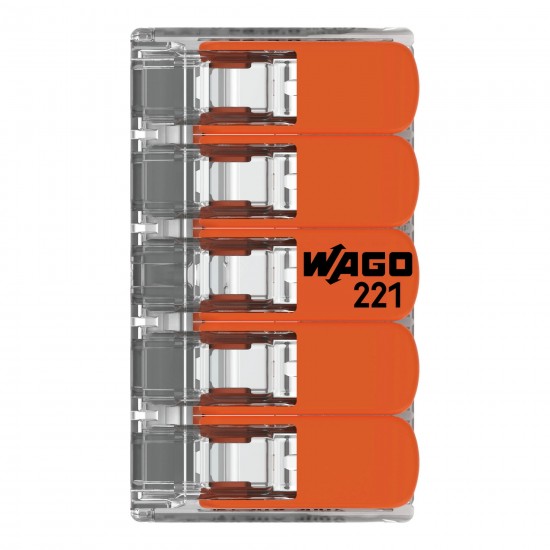 Wago Lever Connector 4mm 5 Way (221-415) Each