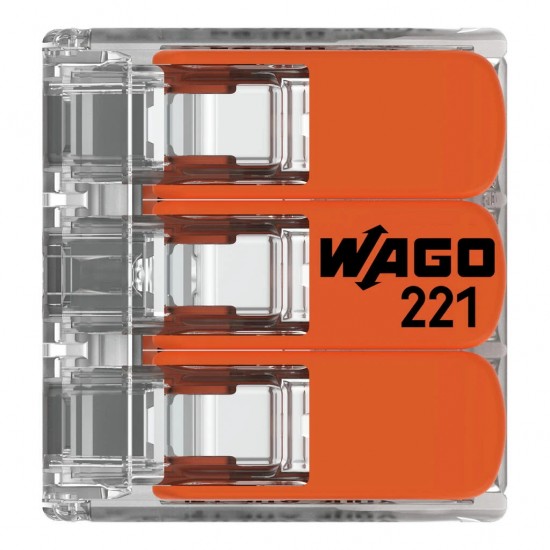 Wago Lever Connector 6mm 3 Way (221-613) Each