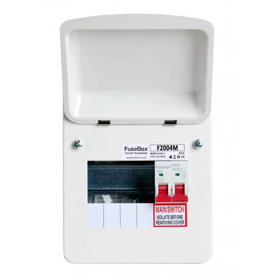 Fusebox 4 Way Consumer Unit 100A Main Switch