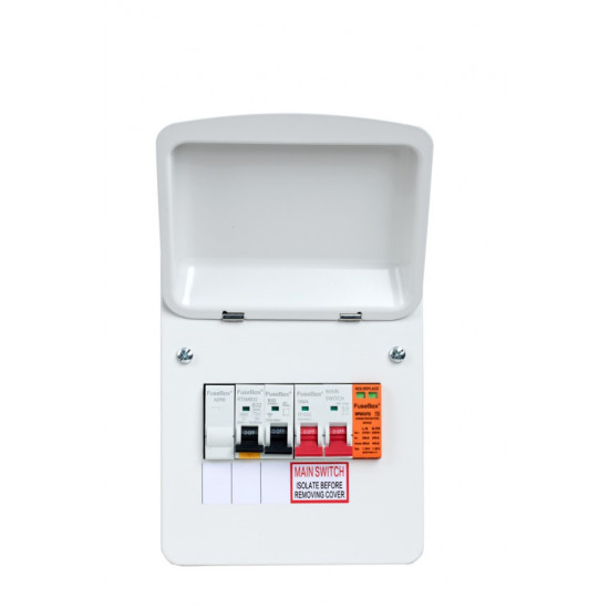 Fusebox EV UNIT SPD, 100A M/S & 40A RCBO Type A Fusebox EV UNIT SPD, 100A M/S & 40A RCBO Type A
