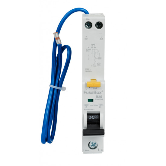 Fusebox 25amp Type A SP RCBO B Curve Fusebox 25amp Type A SP RCBO B Curve