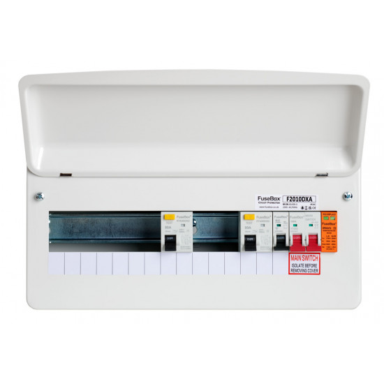 Fusebox 10 Way C/Unit Dual Type A RCD, MS & SPD