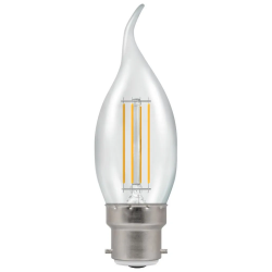 LED (D) Filament Bent Tip Candle Lamp 5w BC WW