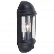 Ansell Latina 42w E27 Half Lantern c/w PIR Black