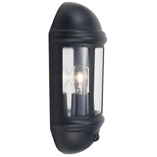 Ansell Latina 42w E27 Half Lantern c/w PIR Black