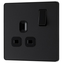 BG Evolve 1G Switched Socket Matt Black