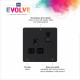 BG Evolve 1G Switched Socket Matt Black