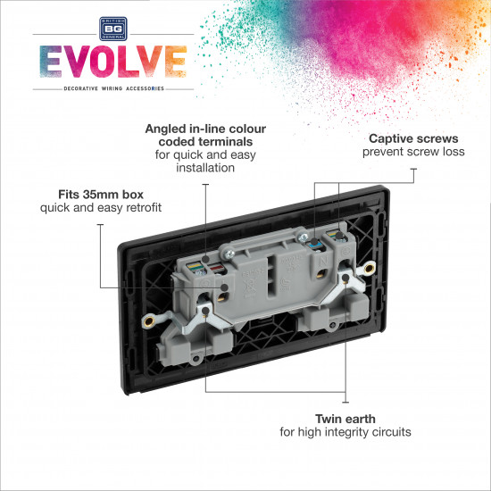 BG Evolve 2G Switched Socket Matt Black