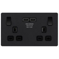 BG Evolve 2G USB Switched Socket Matt Black