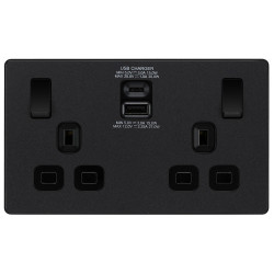 BG Evolve 2G USB A & C Switched Socket Matt Black