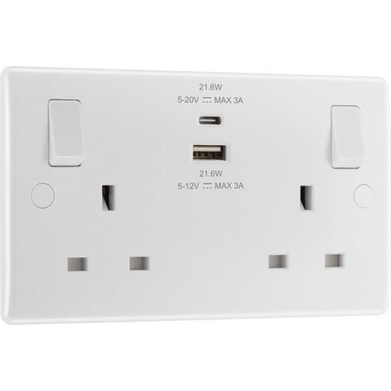 BG 2G 13amp Sw/Socket DP 1xA 1xC USB 22w