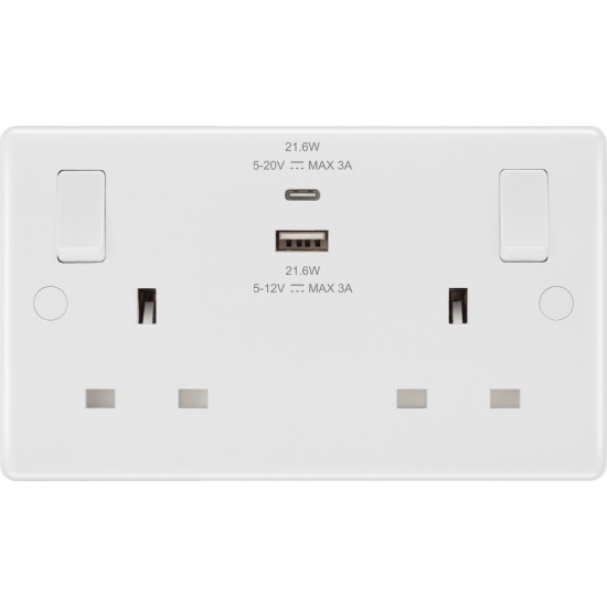BG 2G 13amp Sw/Socket DP 1xA 1xC USB 22w