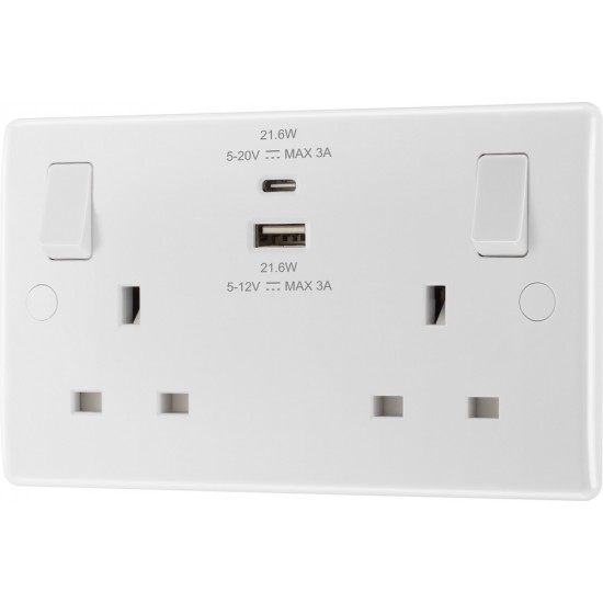 BG 2G 13amp Sw/Socket DP 1xA 1xC USB 22w