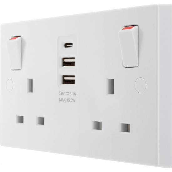 BG 2G 13amp Sw/Socket DP 2xA 1xC USB 15w
