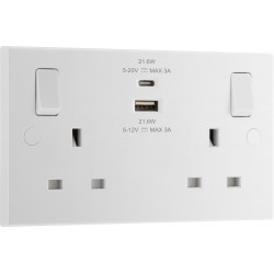 BG 2G 13amp Sw/Socket DP 1xA 1xC USB 22w