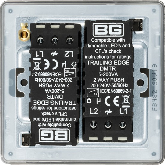 BG Nexus FP 2G Dimmer Switch P/P 400w-B/Nickel (FB BG Nexus FP 2G Dimmer Switch P/P 400w-B/Nickel (FB