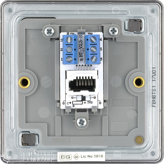 BG Nexus FP Slave Telephone Socket-B/Nickel (FBMBTS1)