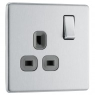 BG Nexus FP 1G Switched Socket-B/Steel (FBS21G)