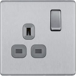 BG Nexus FP 1G Switched Socket-B/Steel (FBS21G)