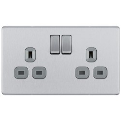 BG Nexus FP 2G Switched Socket-B/Steel (FBS22G)