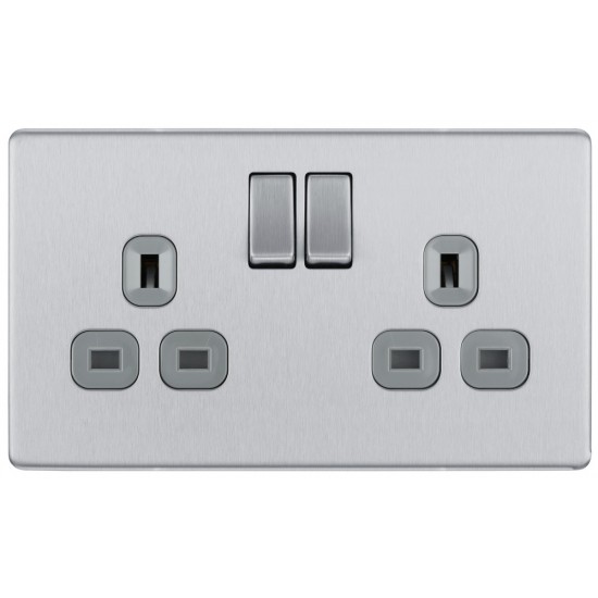 BG Nexus FP 2G Switched Socket-B/Steel (FBS22G) BG Nexus FP 2G Switched Socket-B/Steel (FBS22G)