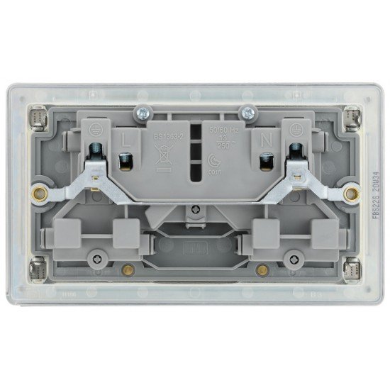 BG Nexus FP 2G Switched Socket-B/Steel (FBS22G)