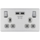 BG Nexus FP 2G Switched Socket-B/Steel c/w 2xUSB