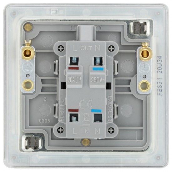 BG Nexus FP 20amp DP Switch/Neon-B/Steel (FBS31) BG Nexus FP 20amp DP Switch/Neon-B/Steel (FBS31)