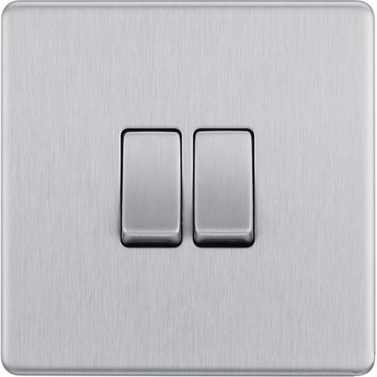 BG Nexus FP 2G 2W Switch-B/Steel (FBS42)