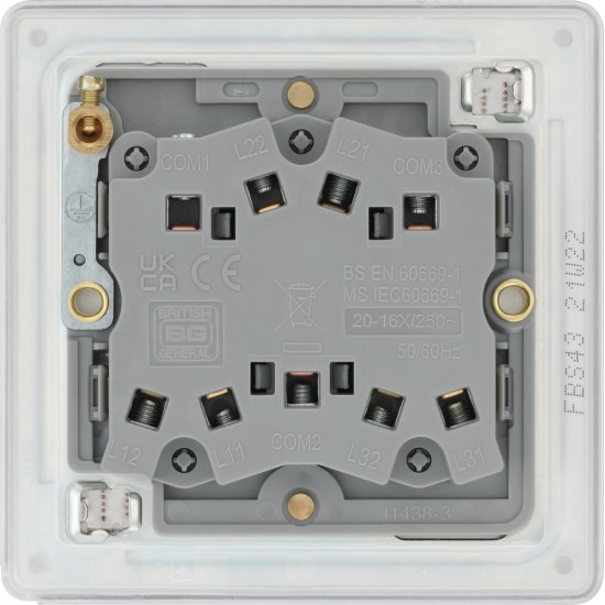 BG Nexus FP 3G 2W Switch-B/Steel (FBS43)