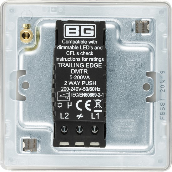 BG Nexus FP 1G Dimmer Switch P/P 400w-B/Steel (FBS