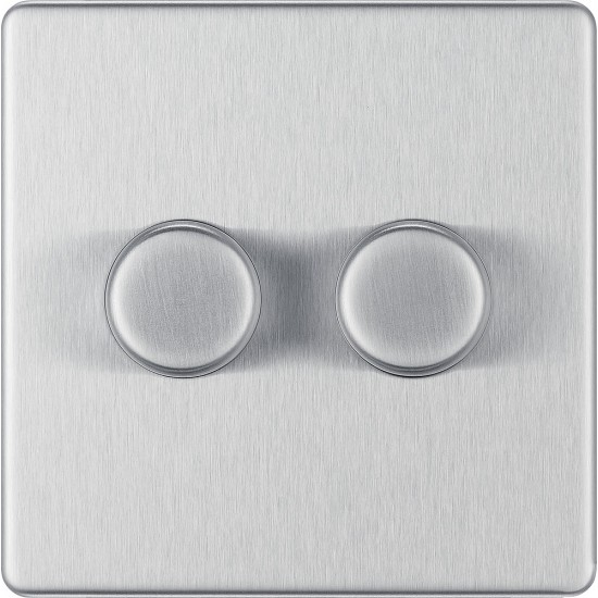 BG Nexus FP 2G Dimmer Switch P/P 400w-B/Steel (FBS BG Nexus FP 2G Dimmer Switch P/P 400w-B/Steel (FBS