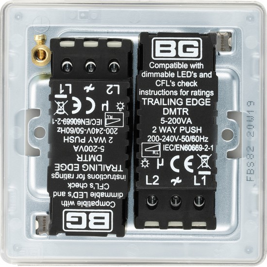 BG Nexus FP 2G Dimmer Switch P/P 400w-B/Steel (FBS
