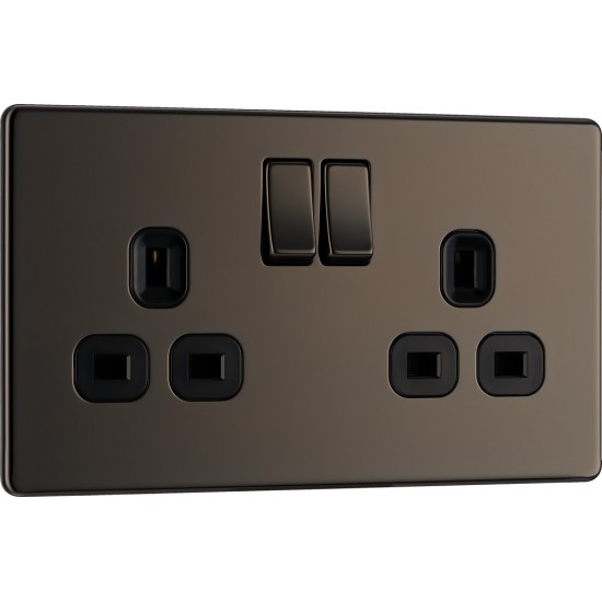 BG Nexus FP 2G Switched Socket-B/Nickel (FBN22B)