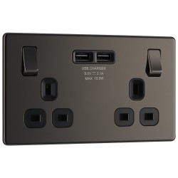 BG Nexus FP 2G Switched Socket-B/Nickel c/w 2xUSB