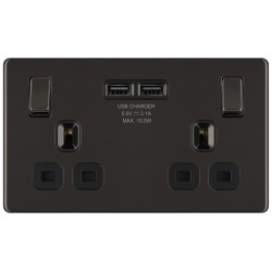 BG Nexus FP 2G Switched Socket-B/Nickel c/w 2xUSB