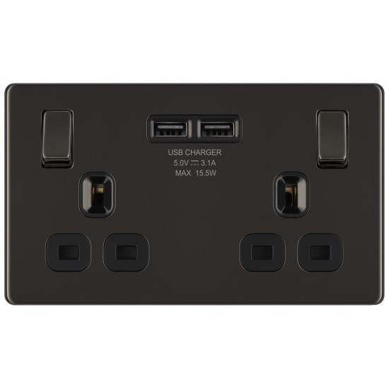 BG Nexus FP 2G Switched Socket-B/Nickel c/w 2xUSB BG Nexus FP 2G Switched Socket-B/Nickel c/w 2xUSB